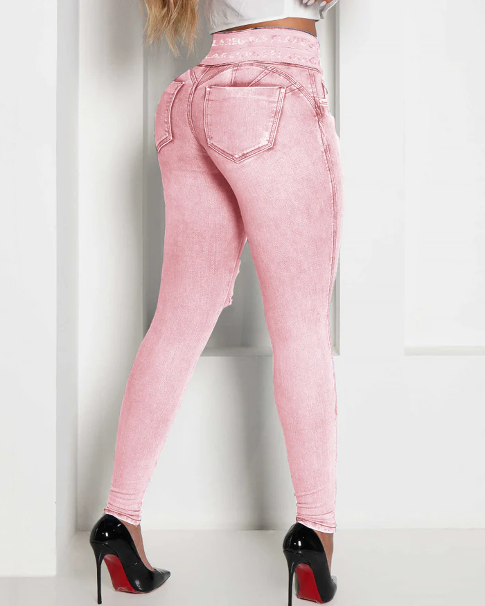 Jeans ajustados rotos de cintura alta