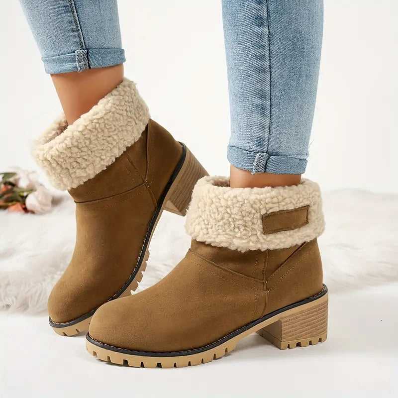 Botines de Invierno con Tacón Grueso