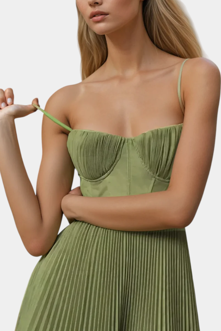 Ottilie | Vestido de Chiffon Plisado con Corsé Esculpido