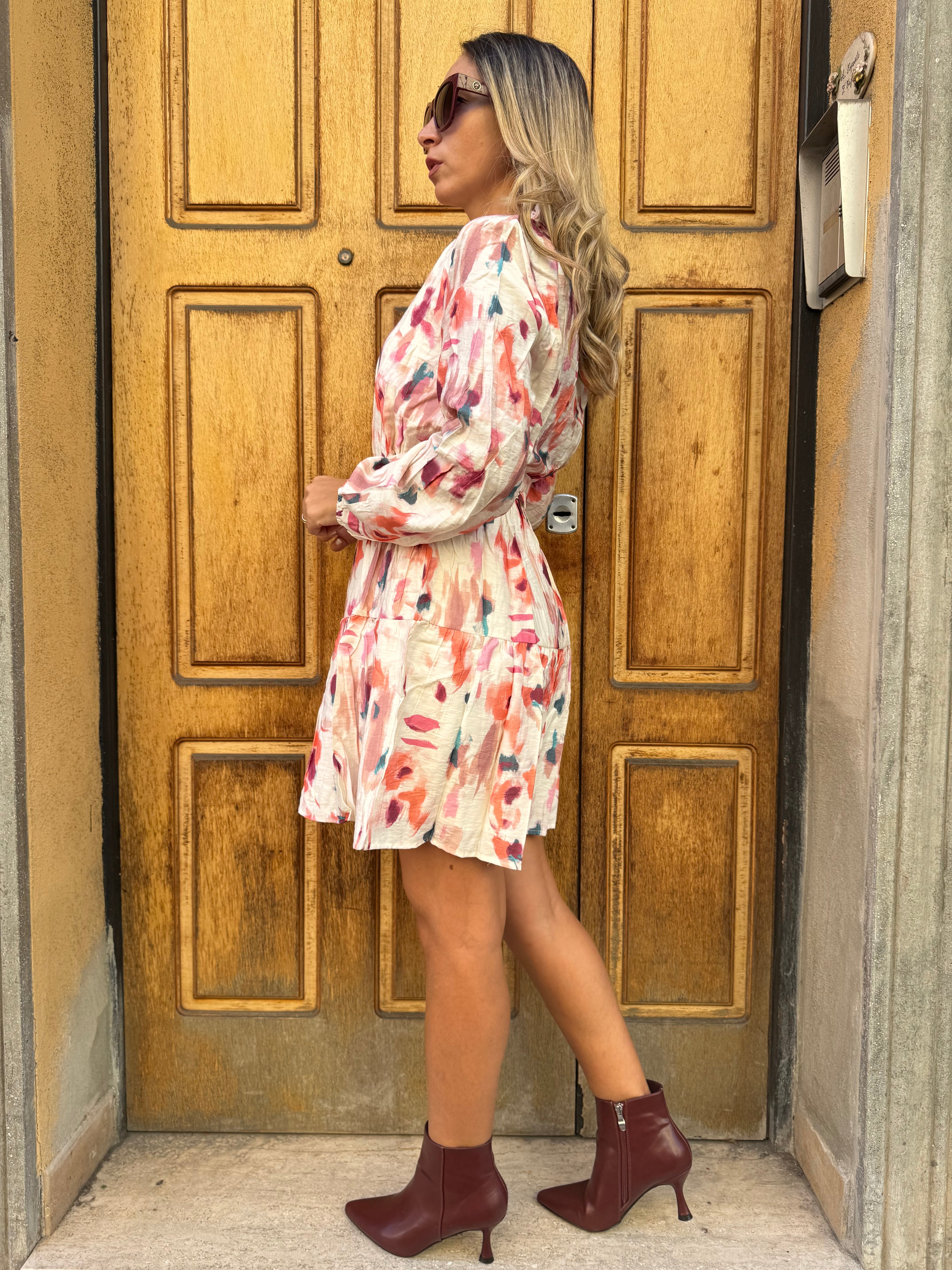 VESTIDO MATIZADO BURDEOS