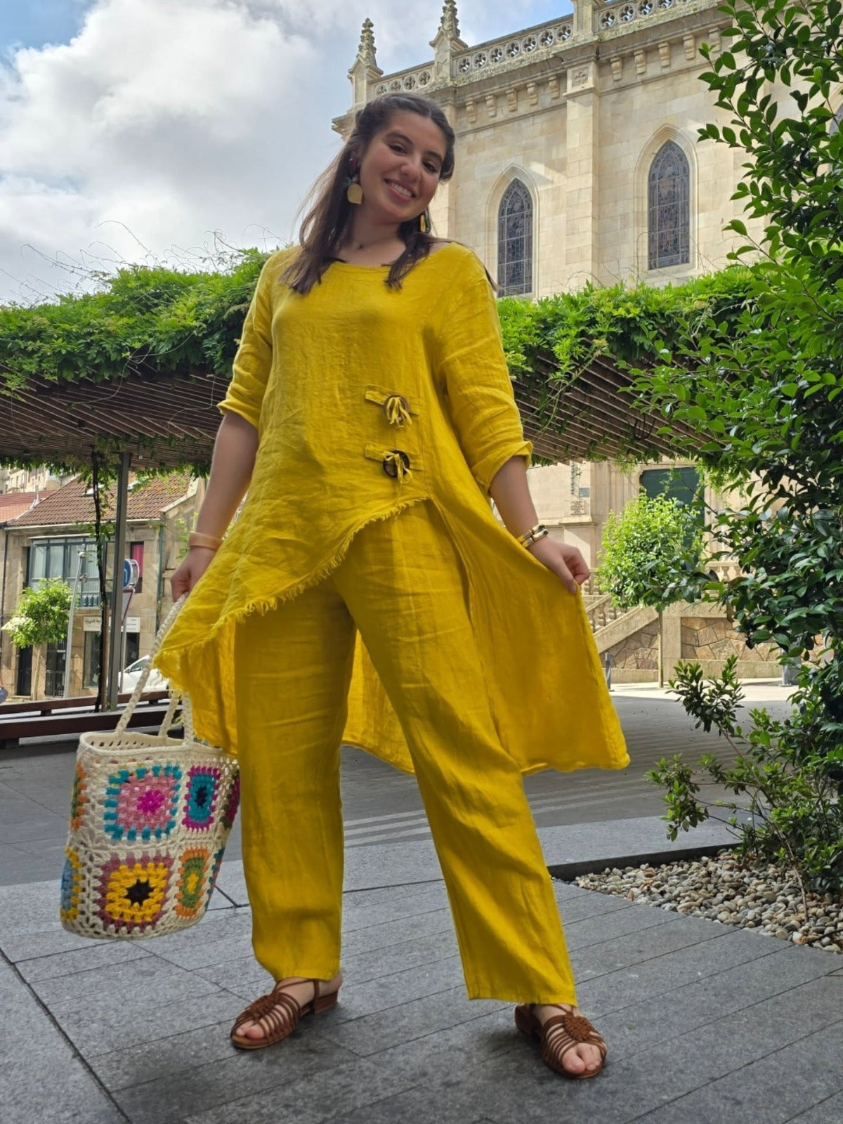 Traje Casual Boho Chic De Lino