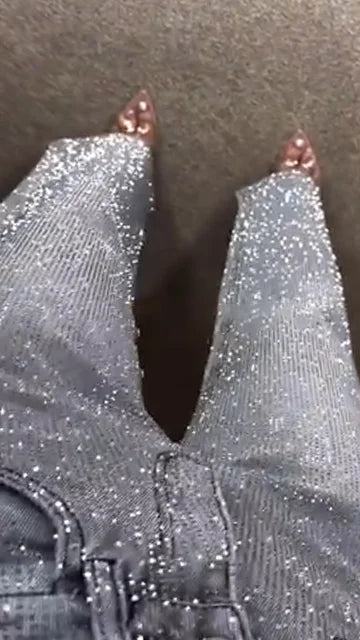 Vaquero Casual estampado de diamantes