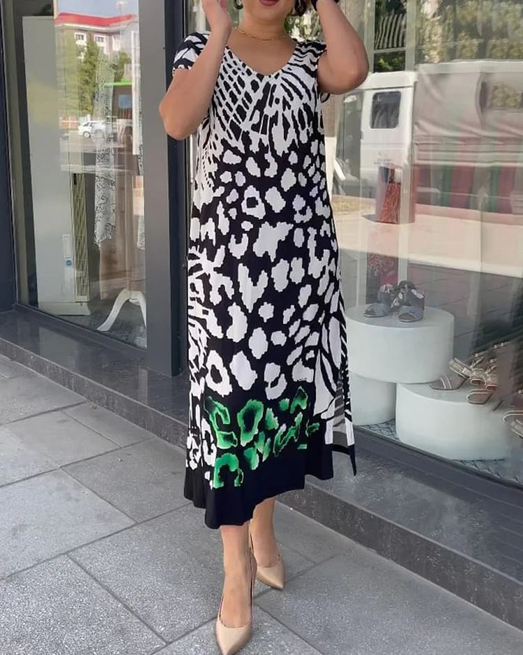 Vestido estampado de manga corta