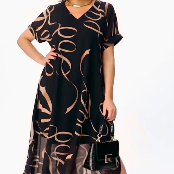 Vestido midi con estampado artístico