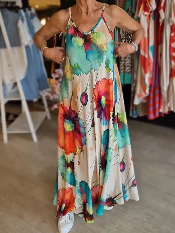 Vestido De Tirantes Con Estampado Vibrante