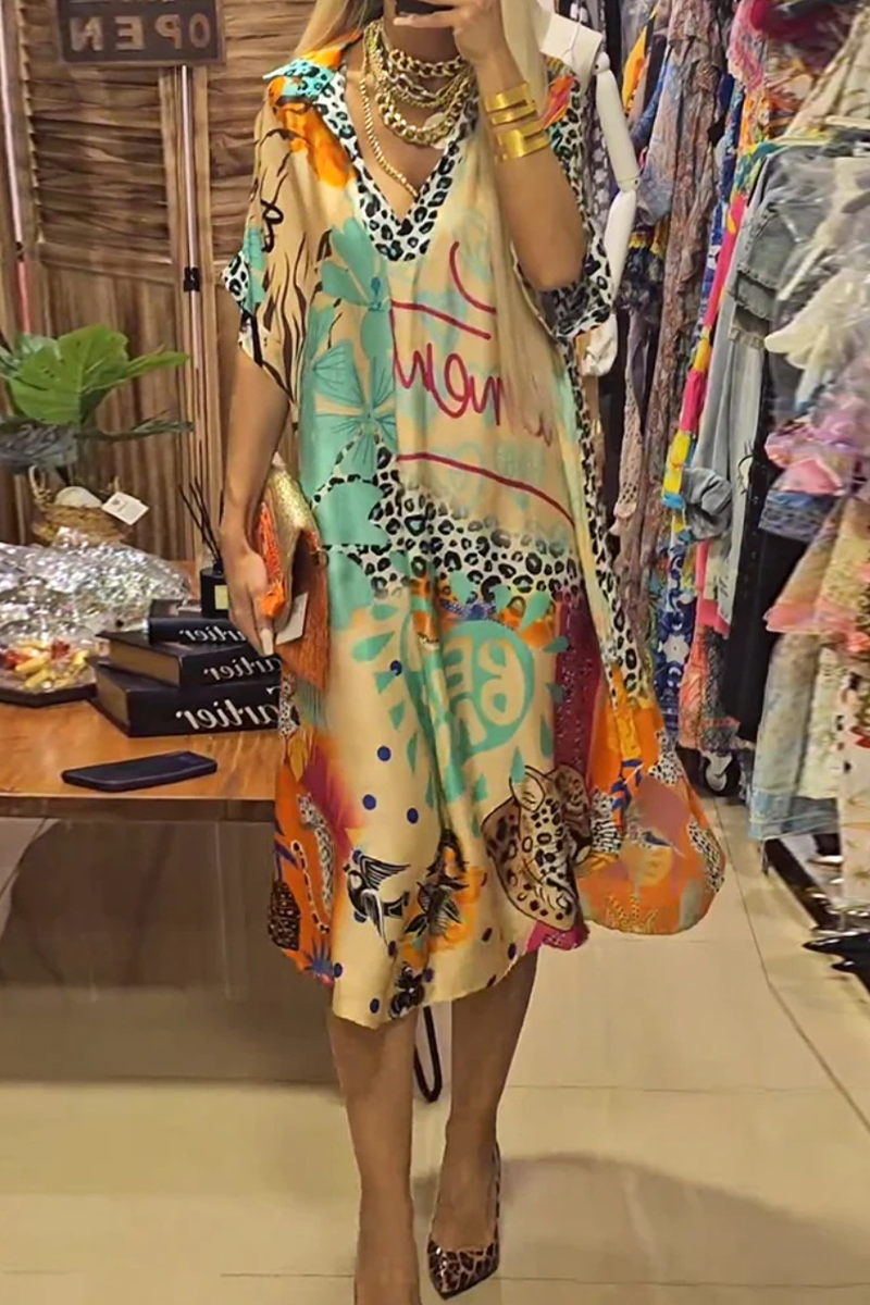 Vestido Estampado Cuello V