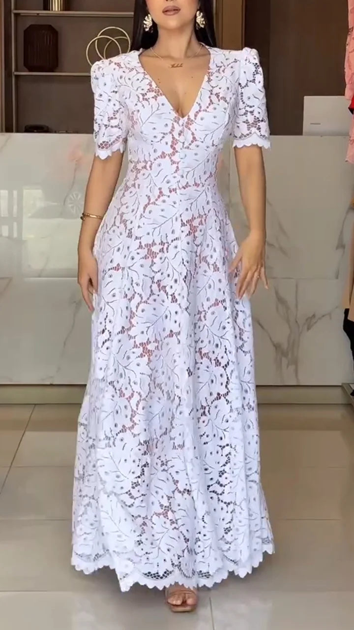 Vestido Estampado Calado