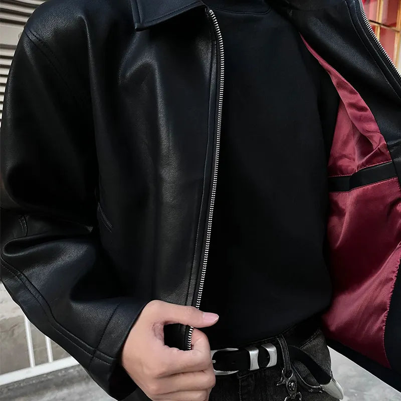 chaqueta de cuero texturizado