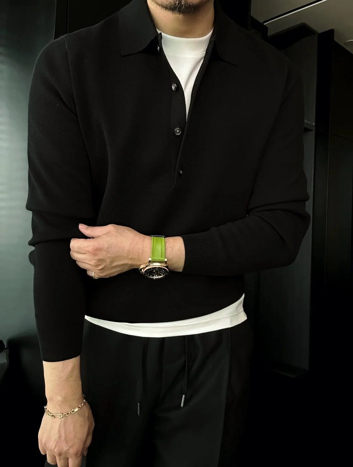 polo de punto de manga larga