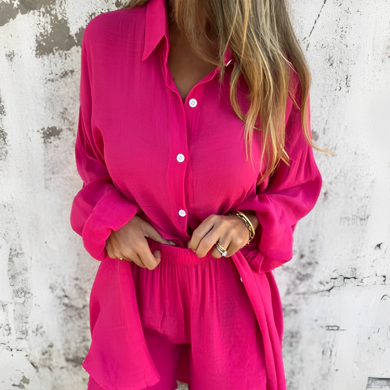 Conjunto de dos piezas de algodón y lino nuevo primavera y verano